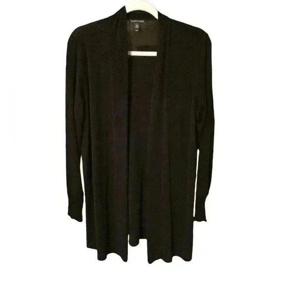 Eileen Fisher Organic Linen Cotton Airy Tuck Long Cardigan Easy Fit, Thigh Leng - Picture 4 of 6